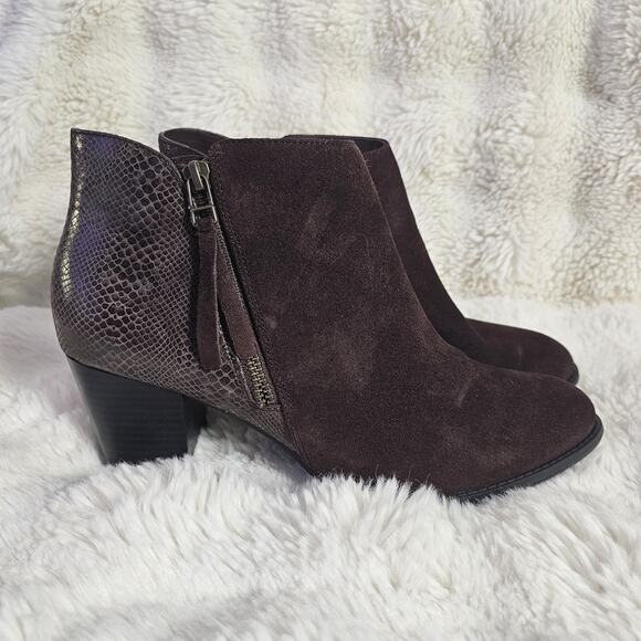 NwoT Vionic Size 11 Upright Anne Brown Leather Zip Ankle Boots Women Snake Print - Picture 1 of 8